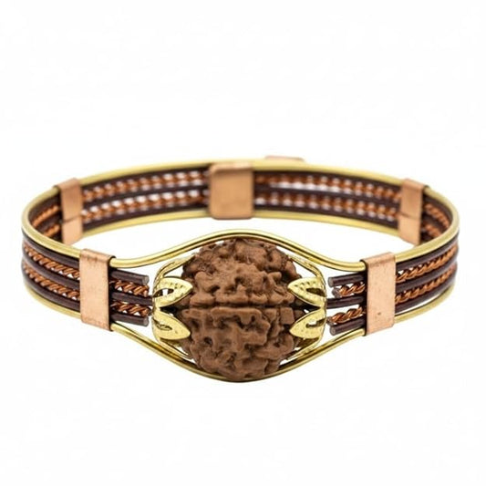 7 Mukhi Nepali Rudraksha Bracelet for Men & Women | Original Certified Seven Face Rudraksha Metal Bracelet | Spiritual Healing, Wealth, Prosperity & Protection