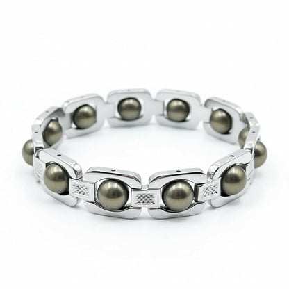 Natural Pyrite Bracelet for Men & Women | Original Pyrite Stone Beaded Bracelet | Money Magnet Wealth & Prosperity Crystal | Healing Crystal Bracelet for Good Luck, Success & Protection | Adjustable Unisex Jewelry Gift.