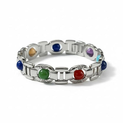 7 Chakra Bracelet in German Silver for Men & Women | Healing Crystal Energy Bracelet | Adjustable Spiritual Jewellery