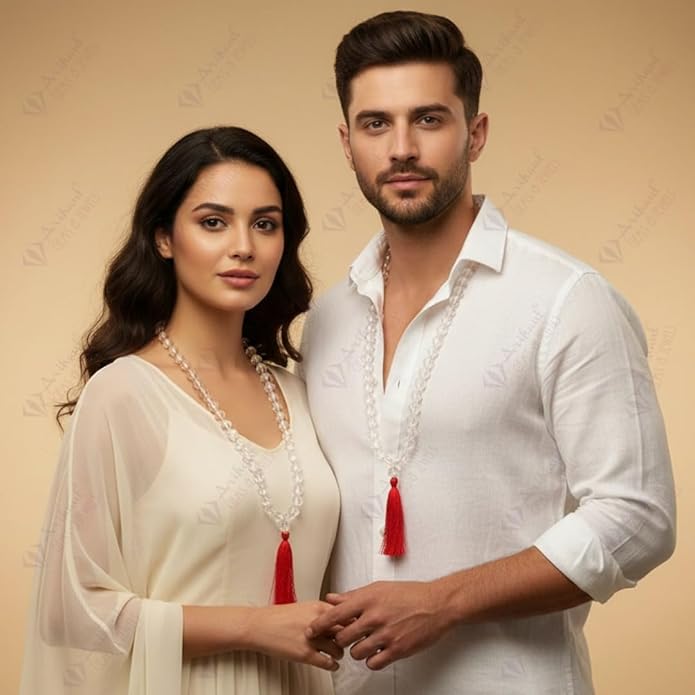 Arihant Gems and Jewels® 108+1 Beads Sphatik Jaap Mala for Pooja | Natural & Certified | Astrological Gemstone | Positive Effect | Unisex Both for Men & Women