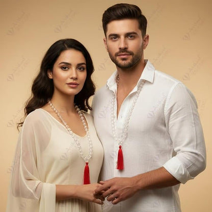Arihant Gems and Jewels® 108+1 Beads Sphatik Jaap Mala for Pooja | Natural & Certified | Astrological Gemstone | Positive Effect | Unisex Both for Men & Women