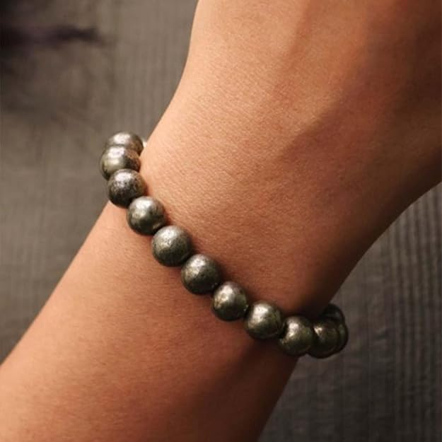 Raw Pyrite Bracelet with Certificate of Authenticity – Boosts Confidence & Attracts Wealth – Healing Crystal Astrology Bracelet for Men & Women – Handcrafted Gemstone Jewelry