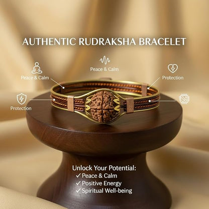 7 Mukhi Nepali Rudraksha Bracelet for Men & Women | Original Certified Seven Face Rudraksha Metal Bracelet | Spiritual Healing, Wealth, Prosperity & Protection