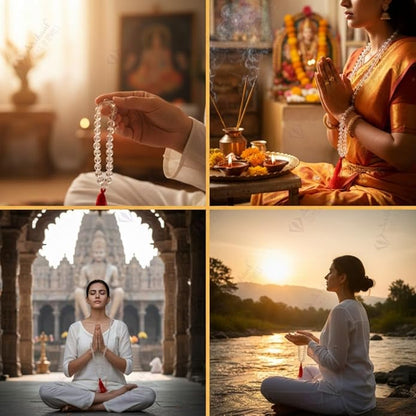 Arihant Gems and Jewels® 108+1 Beads Sphatik Jaap Mala for Pooja | Natural & Certified | Astrological Gemstone | Positive Effect | Unisex Both for Men & Women