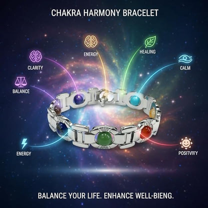 7 Chakra Bracelet in German Silver for Men & Women | Healing Crystal Energy Bracelet | Adjustable Spiritual Jewellery