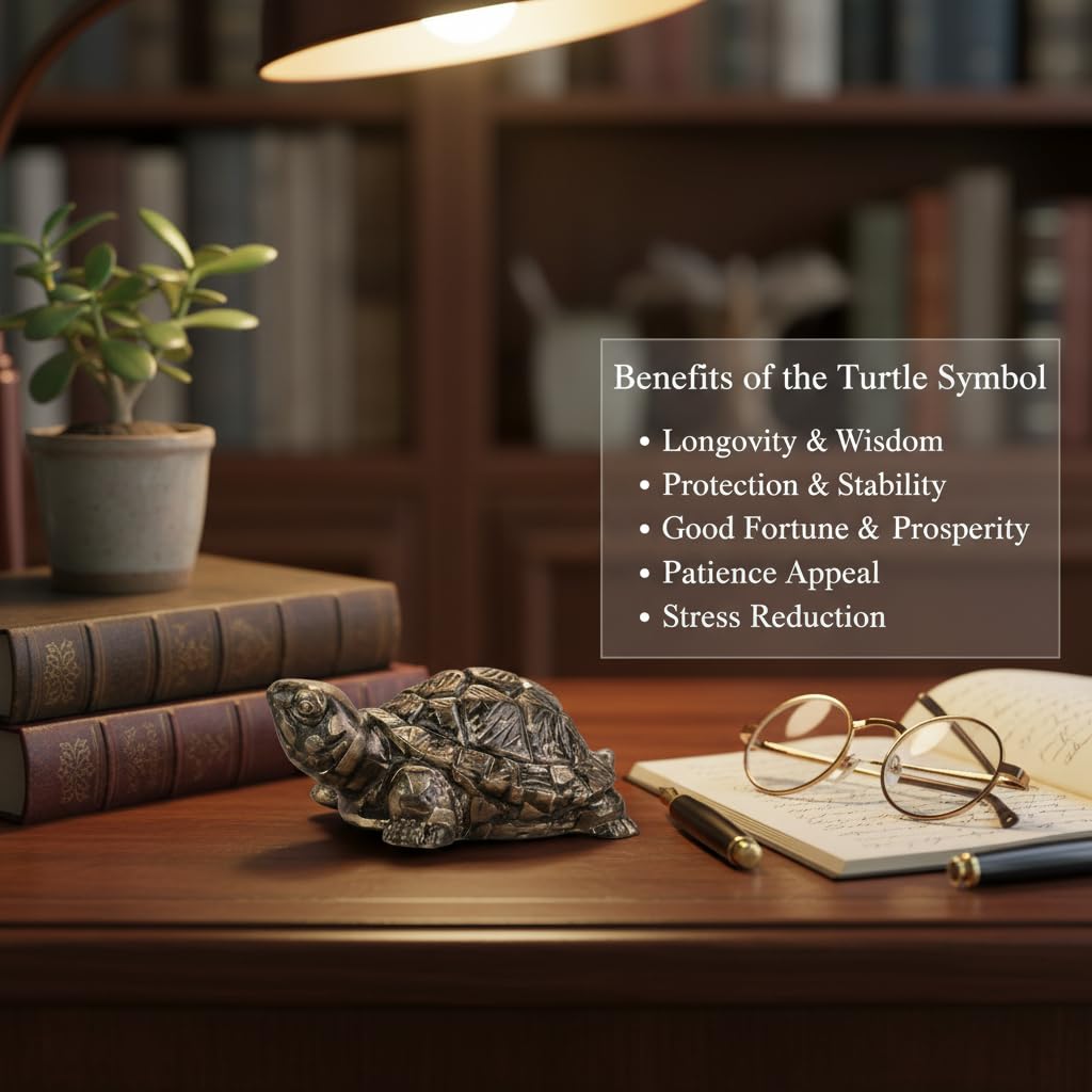 Arihant Gems & Jewels® Natural Pyrite Turtle for Home & Office | Certified Pyrite Crystal Tortoise for Vastu, Feng Shui, Wealth, Prosperity & Good Luck | Decorative