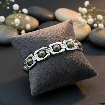 Natural Pyrite Bracelet for Men & Women | Original Pyrite Stone Beaded Bracelet | Money Magnet Wealth & Prosperity Crystal | Healing Crystal Bracelet for Good Luck, Success & Protection | Adjustable Unisex Jewelry Gift.