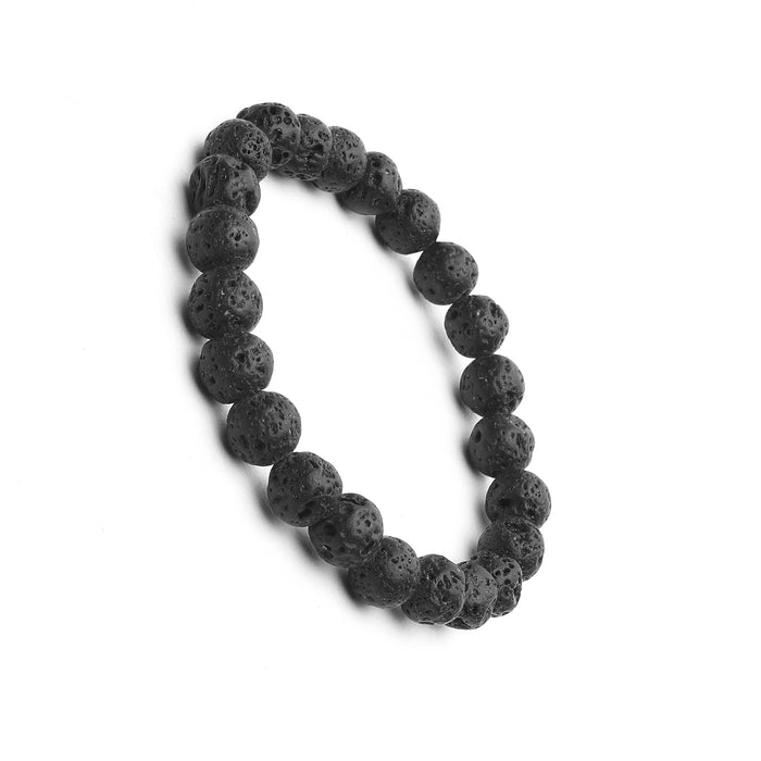 Arihant Gems & Jewels Black Lava Stone Bracelet | Natural & Certified | Astrological Gemstone | Positive Effect | Unisex Both for Men & Women