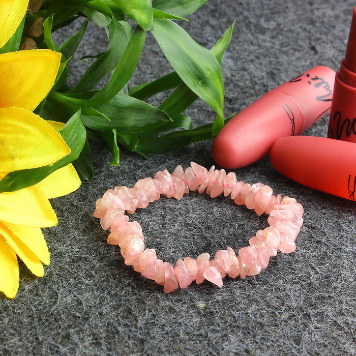 Arihant Gems & Jewels Rose Chips Bracelet | Natural & Certified | Astrological Gemstone | Positive Effect | Unisex Both for Men & Women