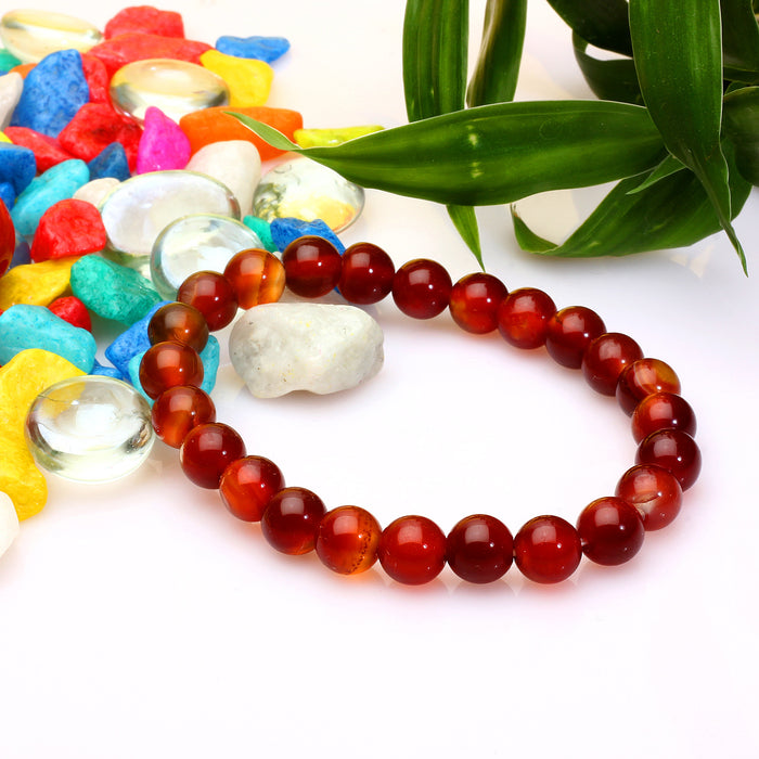 Arihant Gems & Jewels Light & Dark Brown Calcedony Bracelet | Natural & Certified | Astrological Gemstone | Positive Effect | Unisex Both for Men & Women