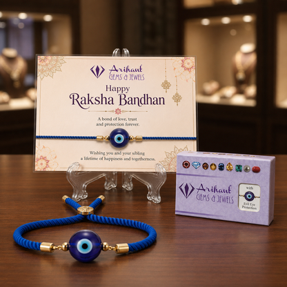 Blue Evil Eye Rakhi Bracelet for Brother | Adjustable Handmade Protection Bracelet | Raksha Bandhan Gift