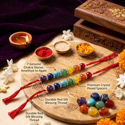 Arihant Gems & Jewels 7 Chakra Energetic Healing Stone Rakhi for Brother | Natural & Certified | Astrological Gemstone | Positive Effect