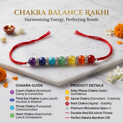 Arihant Gems & Jewels 7 Chakra Energetic Healing Stone Rakhi for Brother | Natural & Certified | Astrological Gemstone | Positive Effect