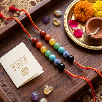 Arihant Gems & Jewels 7 Chakra Energetic Healing Stone Rakhi for Brother | Natural & Certified | Astrological Gemstone | Positive Effect