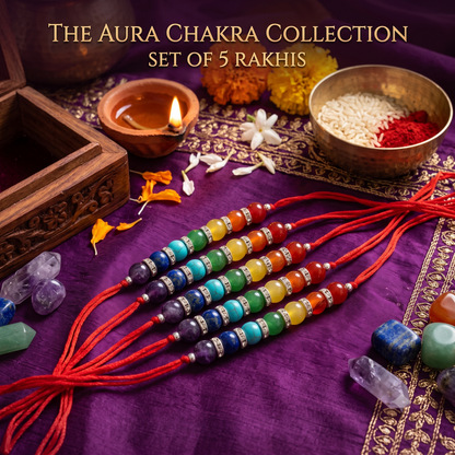 Arihant Gems & Jewels 7 Chakra Energetic Healing Stone Rakhi for Brother | Natural & Certified | Astrological Gemstone | Positive Effect