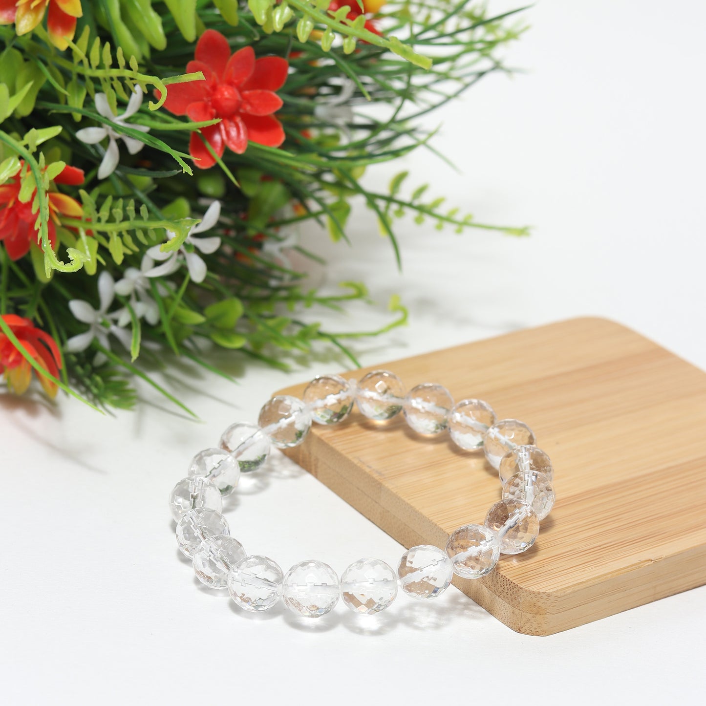 Arihant Gems & Jewels Diamond Cutting Sphatik Bracelet | Natural & Certified | Astrological Bracelet | Reiki/Yoga Healing Distance Charm Bracelet | Unisex Both for Men & Women