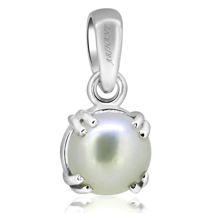 Fresh Water Pearl (Moti) 3.25 - 13.25 Ratti Certified Astrological Gemstone  Silver(925) Prong Setting Pendant