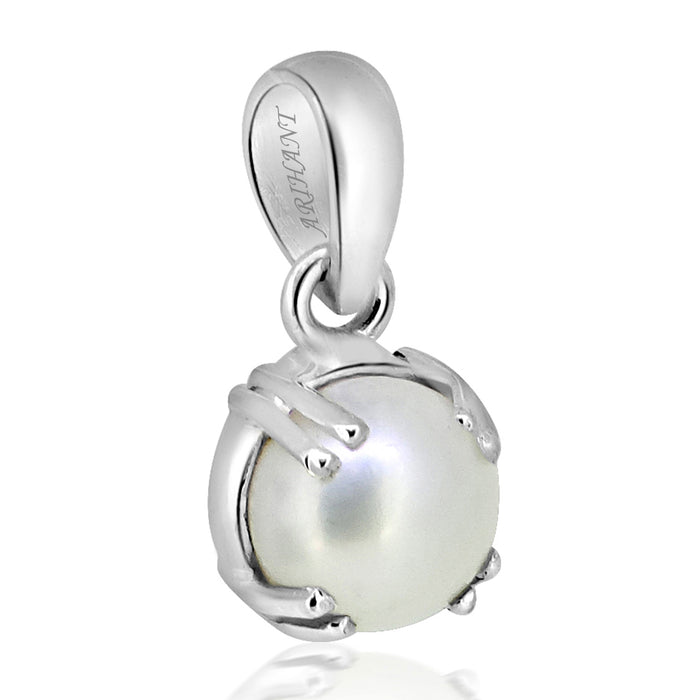 Fresh Water Pearl (Moti) 3.25 - 13.25 Ratti Certified Astrological Gemstone  Silver(925) Prong Setting Pendant