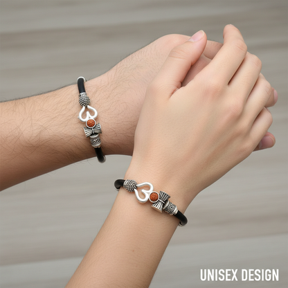 Bahubali Trishul Damroo Rudraksha Beads Silver Finish Oxidized Kada Cuff Bracelet for Men & Women | Adjustable Closure | Natural, Certified & Positive Energy Enhancement.