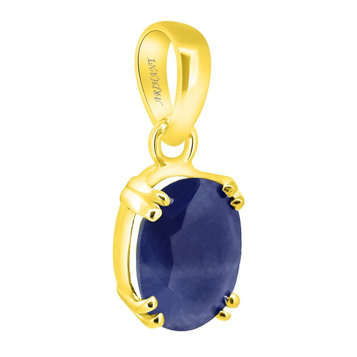 Blue Sapphire (Neelam) 3.25 - 12.25 Ratti Natural & Certified Astrological Gemstone Ashtdhatu Prong Setting Pendant