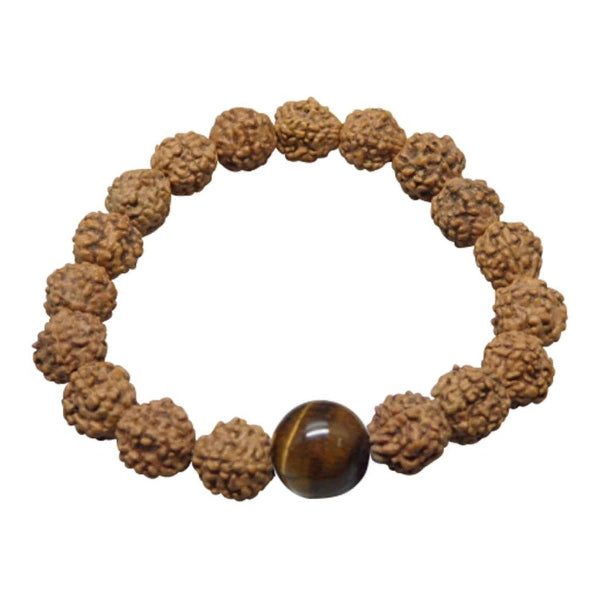 Arihant Gems & Jewels 5 Mukhi Indonesia Tiger Eye Certified 5 Faced Brown Rudraksha Bracelet | Natural & Certified | Astrological Gemstone | Positive Effect | Unisex Both for Men & Women