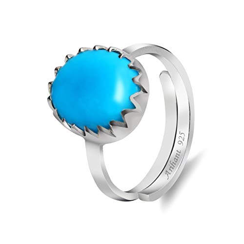 Arihant Gems and Jewels Natural Certified Turquoise (Firoza) Silver Ring 3.25 Ratti to 12.25 Ratti for Men & Women