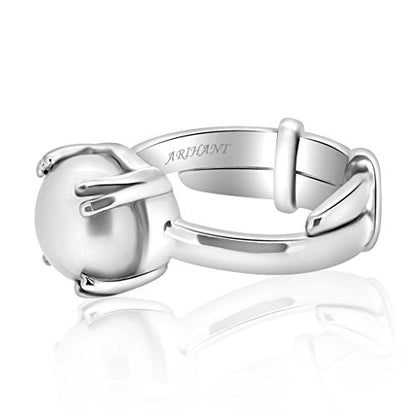 Pearl Ring Silver Ring Moti 4.25 Ratti to 12.25 Ratti Natural & IIGS Certified Pearl (Moti) Astrological Gemstone Adjustable Silver Ring by ARIHANT GEMS & JEWELS