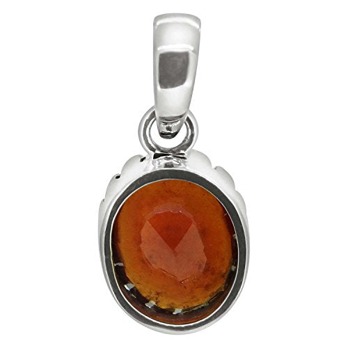 Silver Gomed Ring 4.25 Ratti to 12.25 Ratti Natural and Certified Hessonite Garnet (Gomed) Astrological Gemstone Adjustable Unisex Ring by Arihant Gems and Jewels
