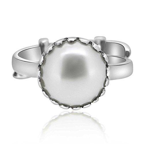 Pearl Ring Silver Ring Moti 4.25 Ratti to 12.25 Ratti Natural & IIGS Certified Pearl (Moti) Astrological Gemstone Adjustable Silver Ring by ARIHANT GEMS & JEWELS