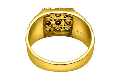Natural Navaratna (9 Stones) Panchdhatu Gold Plated Ring 100% Original & Certified by Arihant Gems & Jewels