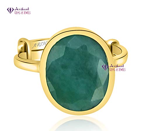 Panchdhatu Emerald Ring Emerald Panna Stone Adjustable Panchdhatu Ring by Arihant Gems and Jewels