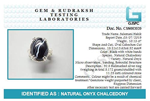 Arihant Gems & Jewels Arihant Gems and Jewels Natural Black Sulemani Hakik Silver 925 Pendent/Ring (Agate) for Men and Women (Ring, Design 1)