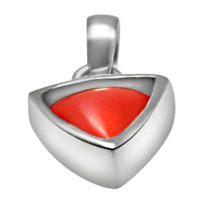 Silver Pendent Munga 6.50 Ratti Natural & Certified Coral (Moonga) Astrological Gemstone Silver Pendant by ARIHANT GEMS & JEWELS
