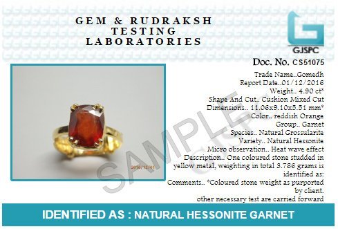 Panchdhatu Gomed Ring 4.25 Ratti to 12.50 Ratti Natural and Certified Hessonite Garnet (Gomed) Astrological Gemstone Adjustable Unisex Ring by Arihant Gems and Jewels