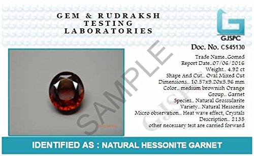 HESSONITE Garnet 6.50 Ratti Natural & Certified Hessonite Garnet (Gomed) Astrological Birthstone by ARIHANT GEMS and Jewels