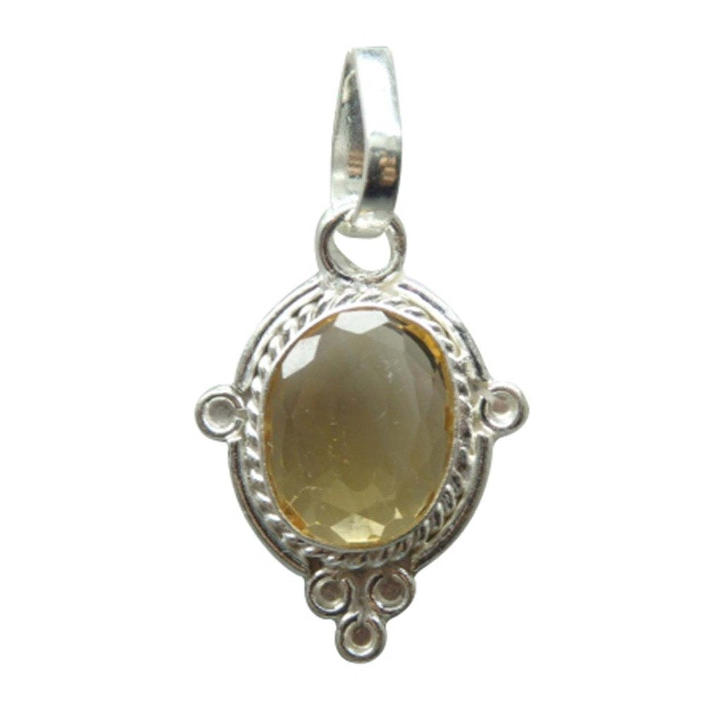 Silver Pendant Sunehla 5.25 Ratti Natural & Certified Natural Citrine (Sunehla) Astrological Gemstone Silver Pendant by ARIHANT GEMS & JEWELS