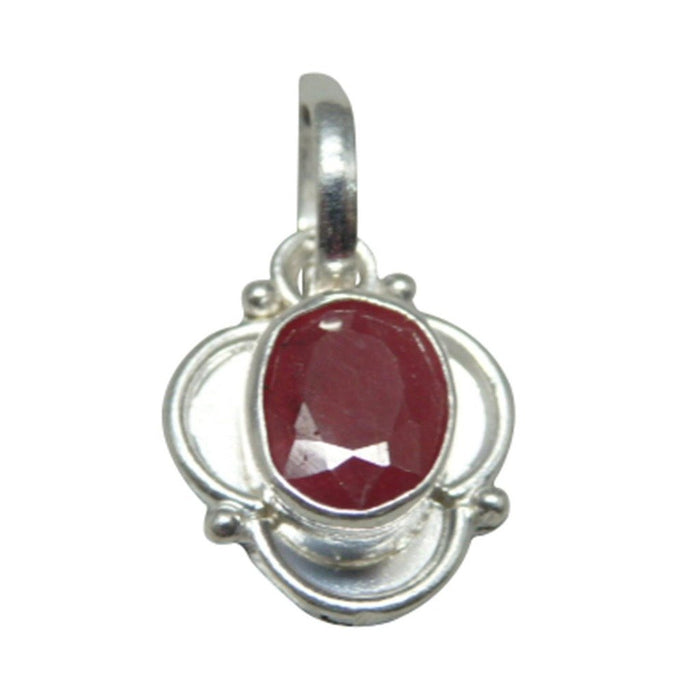 Silver Pendant Ruby 3.25 Ratti Natural & Certified Ruby (Dyed Corundum) Astrological Gemstone Silver Pendant by ARIHANT GEMS & JEWELS