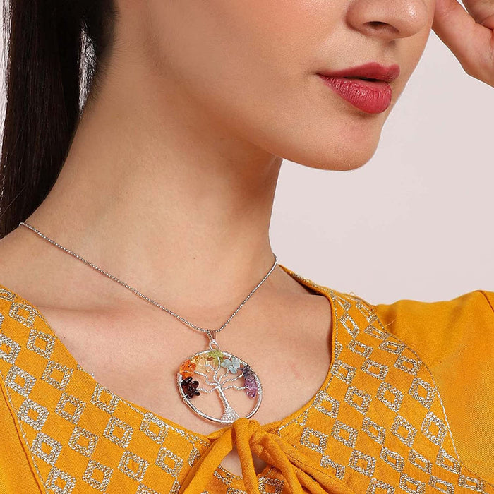 Chakra Stone Tree of Life Necklace, Hand Wire Wrap Wrapped Pendant Yoga  Jewelry | eBay