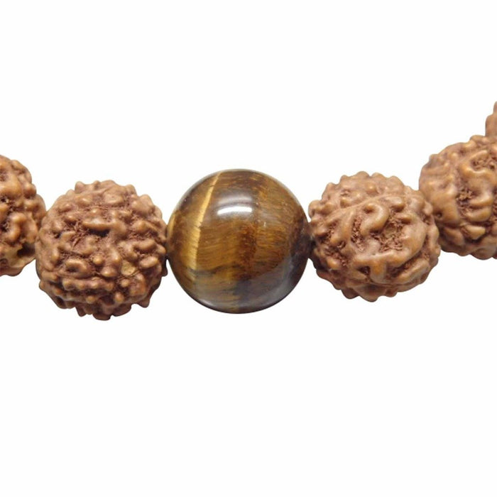 Arihant Gems & Jewels 5 Mukhi Indonesia Tiger Eye Certified 5 Faced Brown Rudraksha Bracelet for Men and Women