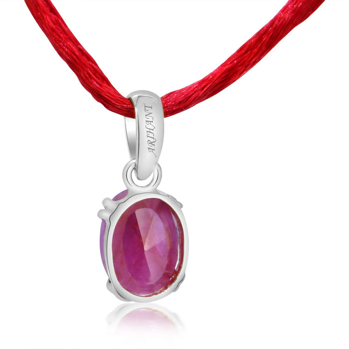 Ruby (Manik) 3.25 - 12.25 Ratti Natural & Certified Astrological Gemstone Silver(925) Prong Setting Pendant