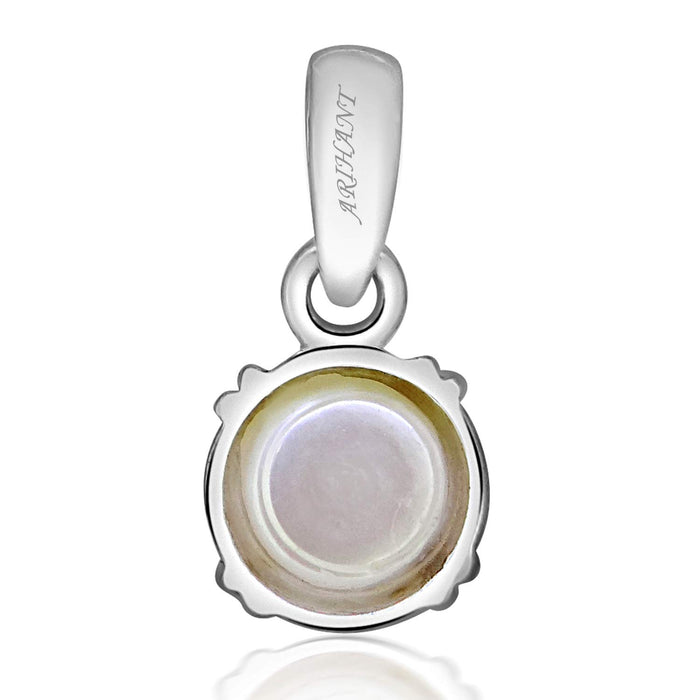 Pearl 9.25-9.50 Ratti Natural & IIGS Certified Fresh Water Pearl (MOTI) Astrological Gemstone Silver Pendant by ARIHANT GEMS and Jewels