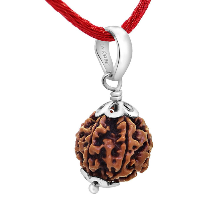 Arihant Gems & Jewels 6 Mukhi Nepali Rudraksha Brown and 925 Silver Pendant for Men and Women