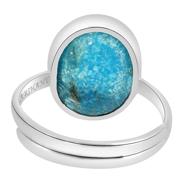 4.25 Ratti Firoza Ring Natural Certified Turquoise (Firoza) Silver Ring for Men & Women by Arihant Gems and Jewels
