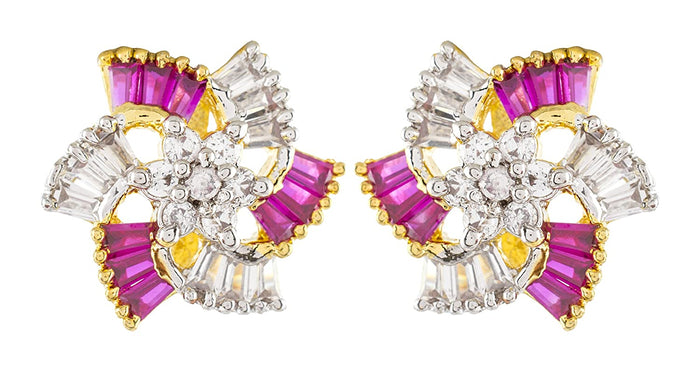ARIHANT GEMS & JEWELS Silver and Pink Copper Stud Earrings for Women (FERA0149)