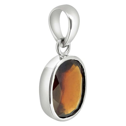 Hessonite Garnet (Gomed) 4.25 - 12.25 Ratti Natural & Certified Astrological Gemstone Silver(925) Bezel Setting Pendant