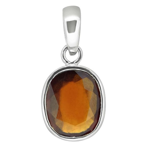 Hessonite Garnet (Gomed) 4.25 - 12.25 Ratti Natural & Certified Astrological Gemstone Silver(925) Bezel Setting Pendant