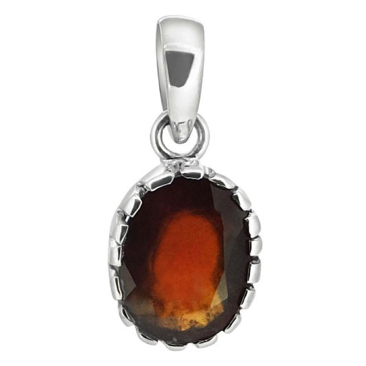 Hessonite Garnet (Gomed) 4.25 - 12.25 Ratti Natural & Certified Astrological Gemstone Silver(925) Crown Setting Pendant
