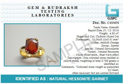 Hessonite Garnet (Gomed) 3.25 - 12.25 Ratti Natural & Certified Astrological Gemstone Adjustable Panchdhatu Prong Setting Ring