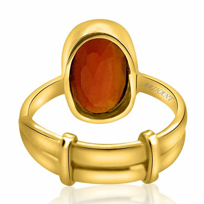 Hessonite Garnet (Gomed) 3.25 - 12.25 Ratti Natural & Certified Astrological Gemstone Adjustable Ashtdhatu BEZEL Setting Ring