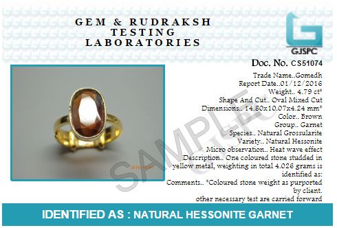 Hessonite Garnet (Gomed) 3.25 - 12.25 Ratti Natural & Certified Astrological Gemstone Adjustable Ashtdhatu BEZEL Setting Ring